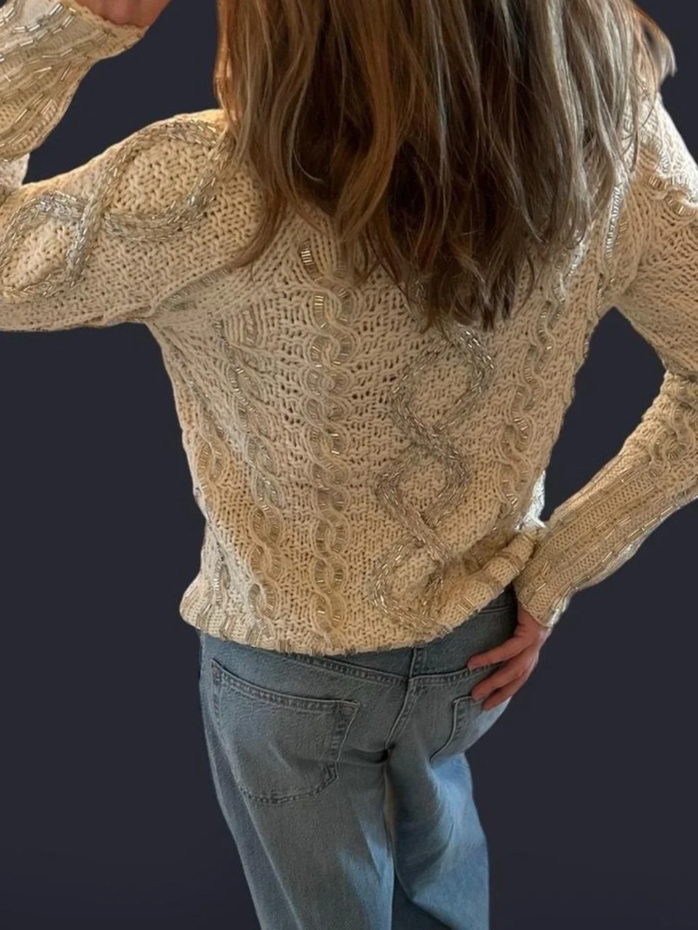 J. Crew | Ivory beaded cable-knit sweater | size small | new without tags!